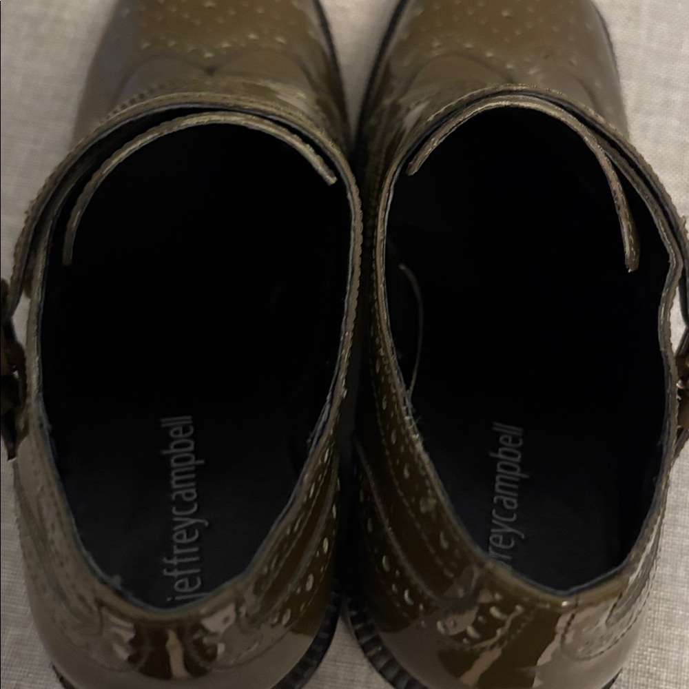 Jeffrey  Campbell Monk Heeled Shooties, in Olive Patent, Size 8/39.  EUC. - Picture 9 of 16